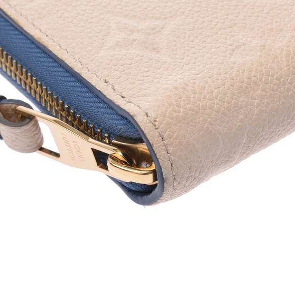 LOUIS VUITTON Monogram Empreinte Zippy Wallet Cream Blue Jean Leather Long main image 4